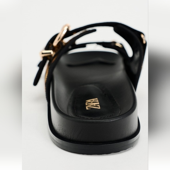 ZARA ANIMAL EMBOSSED LEATHER SLIDES - Picture 5 of 6